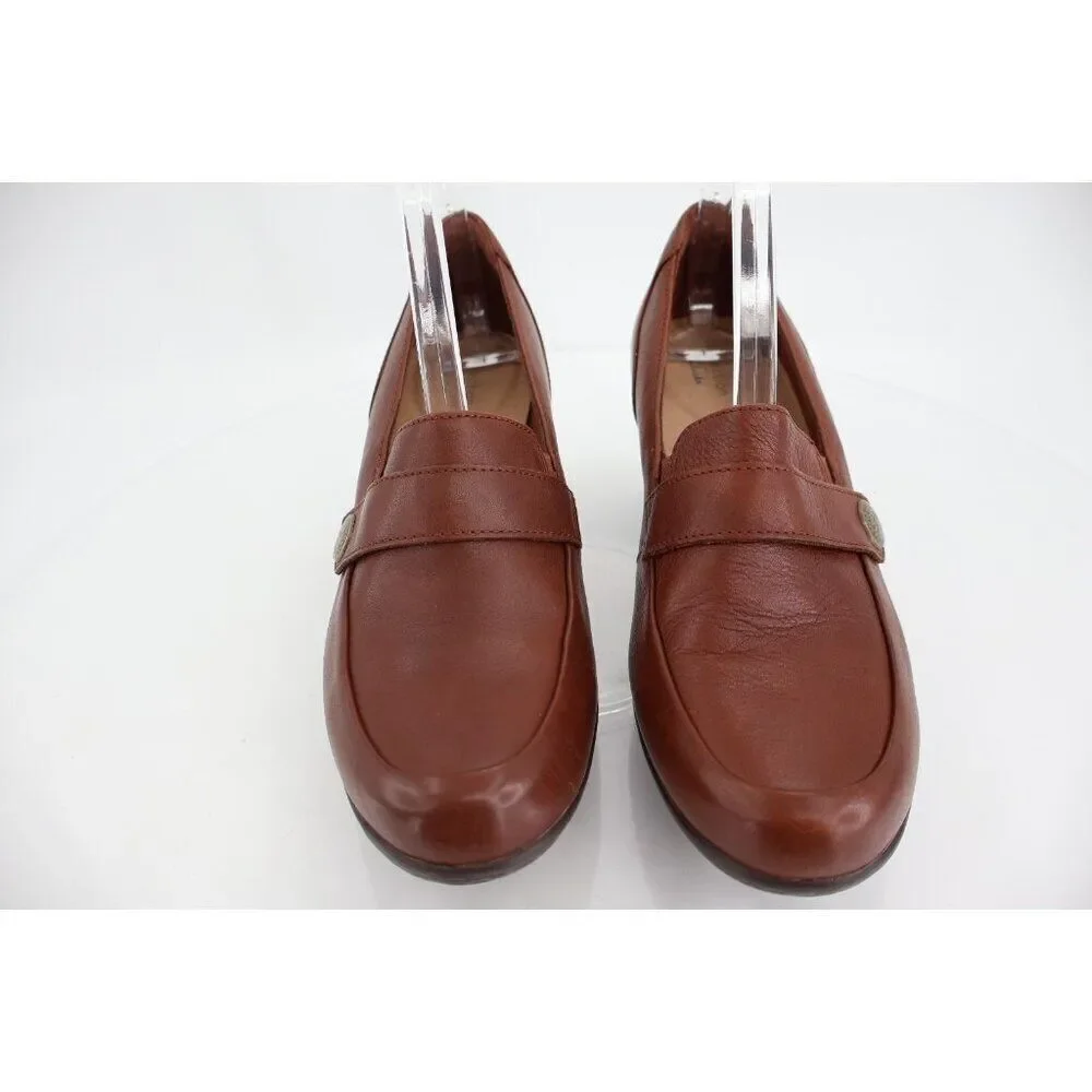 Clarks Women's Emily Andria Pump Size 10 Brown Leather Clock Heel Bootie